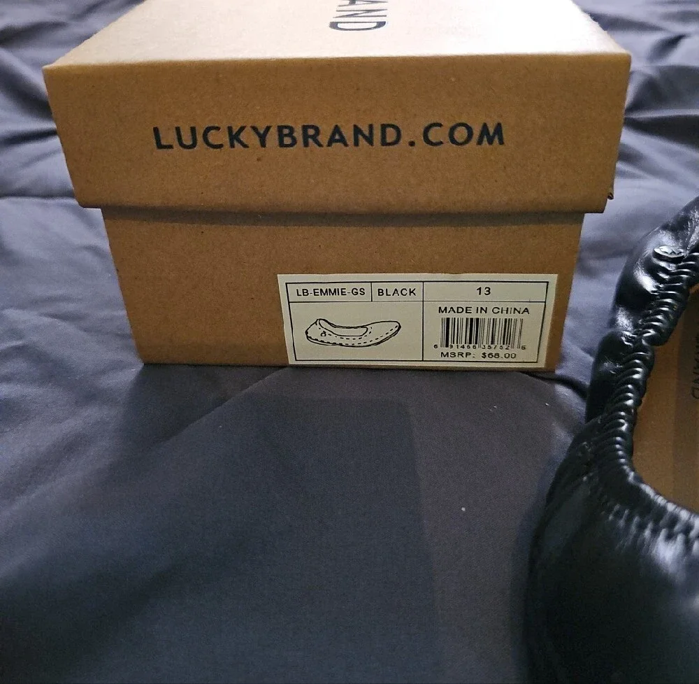 Kid's Lucky Brand Black Leather Ballet Flats